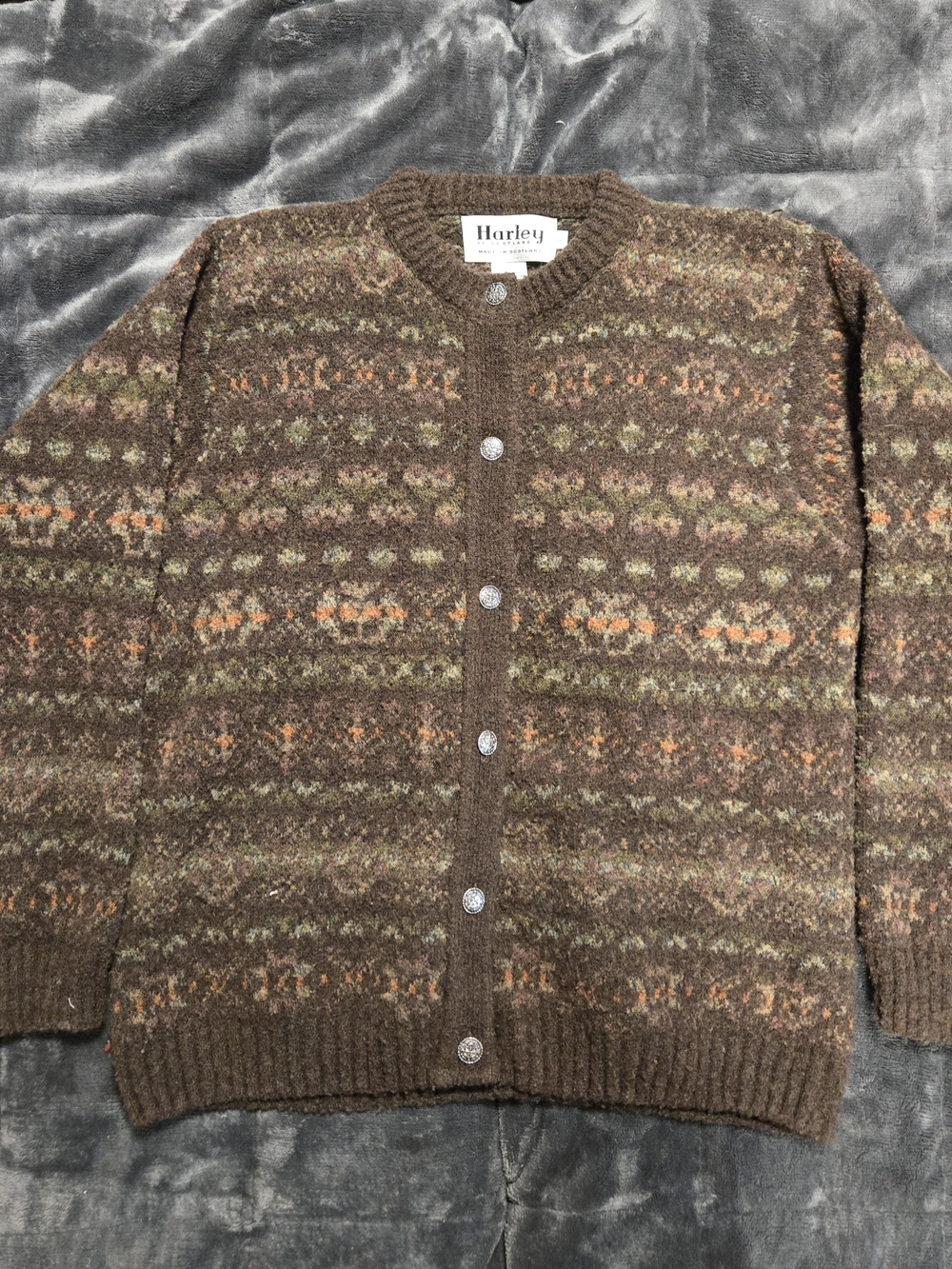 Harley Brown Patterned Button-Front Cardigan